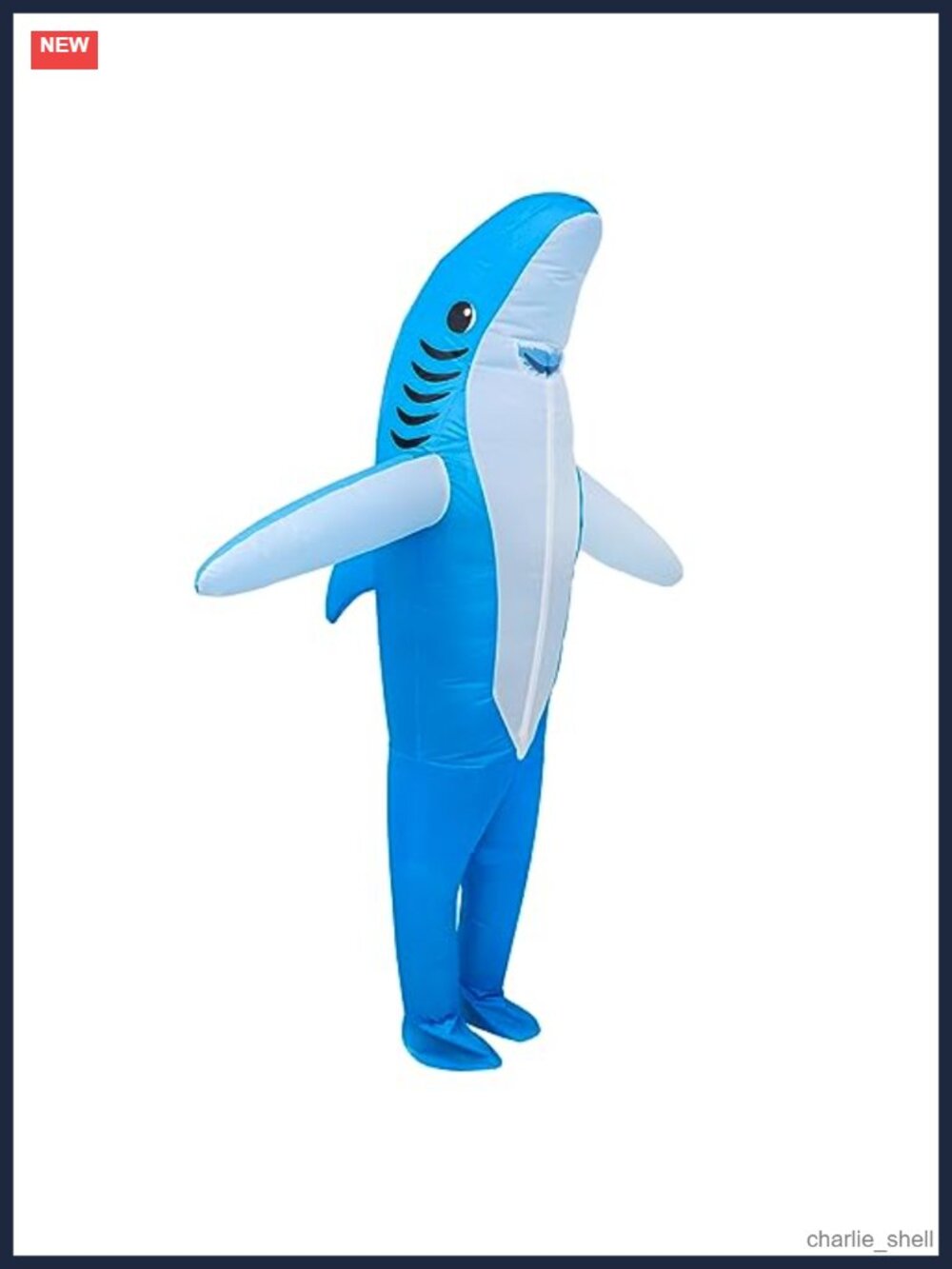 Adult Inflatable Shark Costume Full Body Air Blow-Up Cosplay Party Halloween
